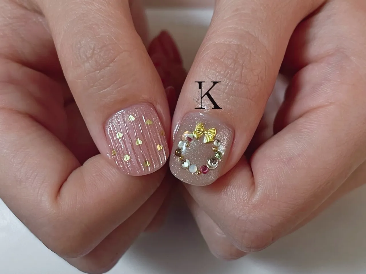 ショートネイルのクリスマス