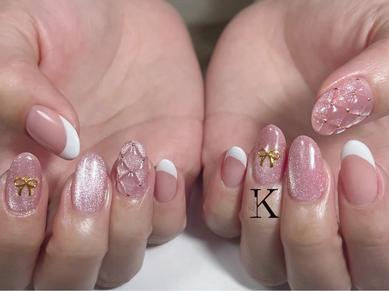 ピンクキルティングネイル