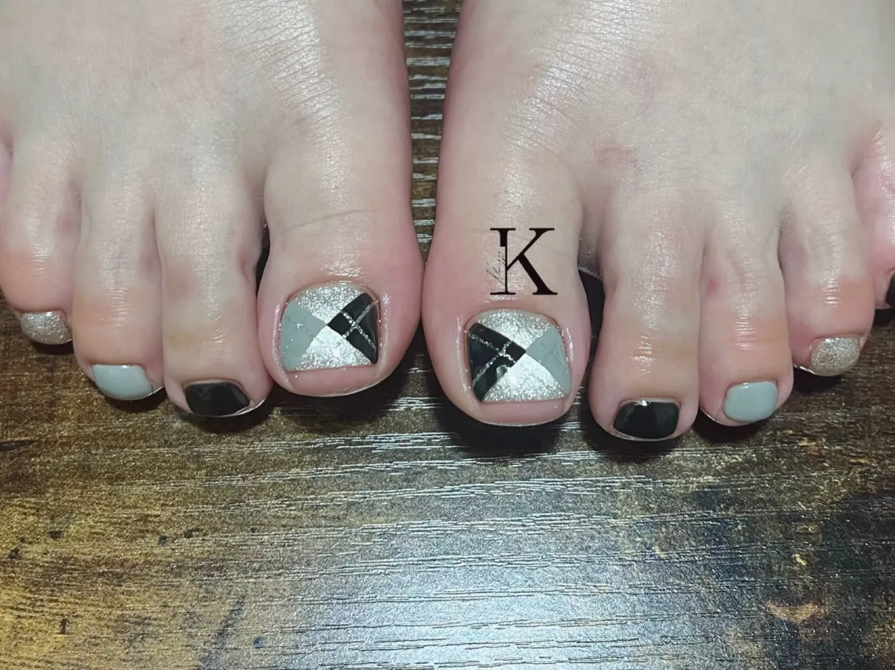 【新小岩】アーガイル柄フットネイル 【KLARIZZEパラジ...